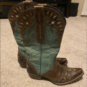 Ariat Brown and Teal Western Heeled Boots